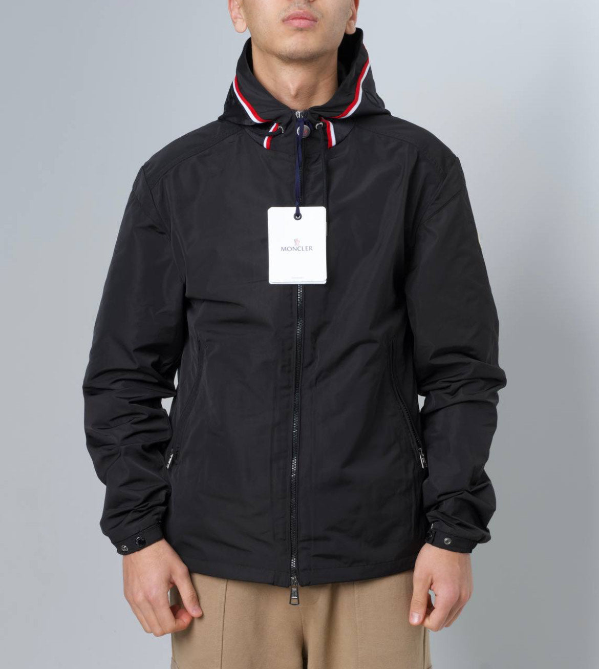 Moncler Logo-Embossed windbreaker Jackets Black