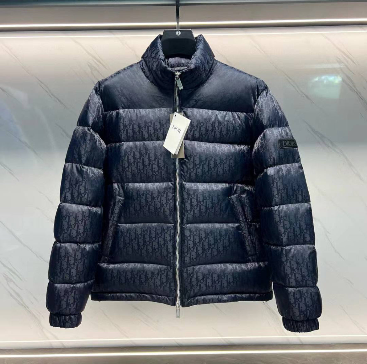 Dior Oblique Puffer Jacket Marine Blue