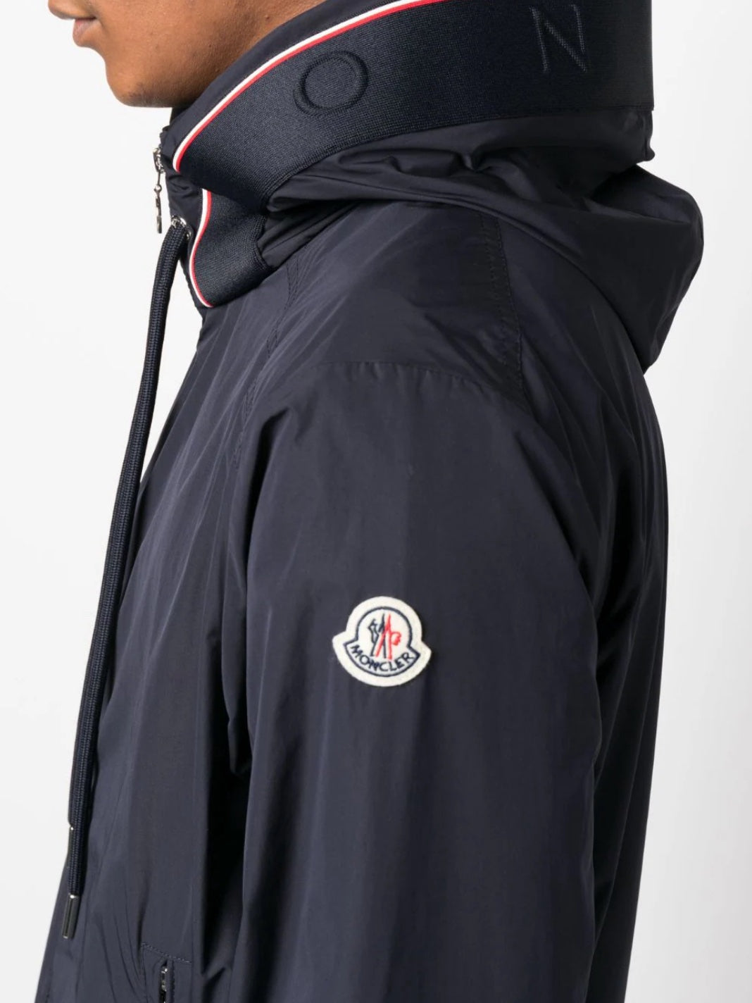 Moncler Logo-Embossed windbreaker Jackets dark blue