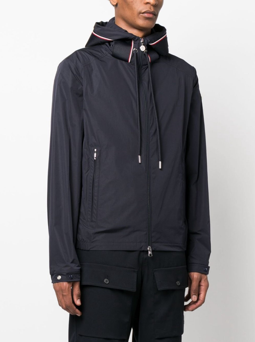 Moncler Logo-Embossed windbreaker Jackets dark blue