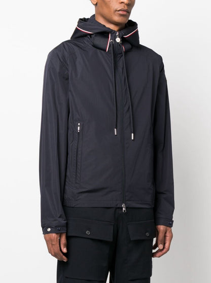 Moncler Logo-Embossed windbreaker Jackets dark blue