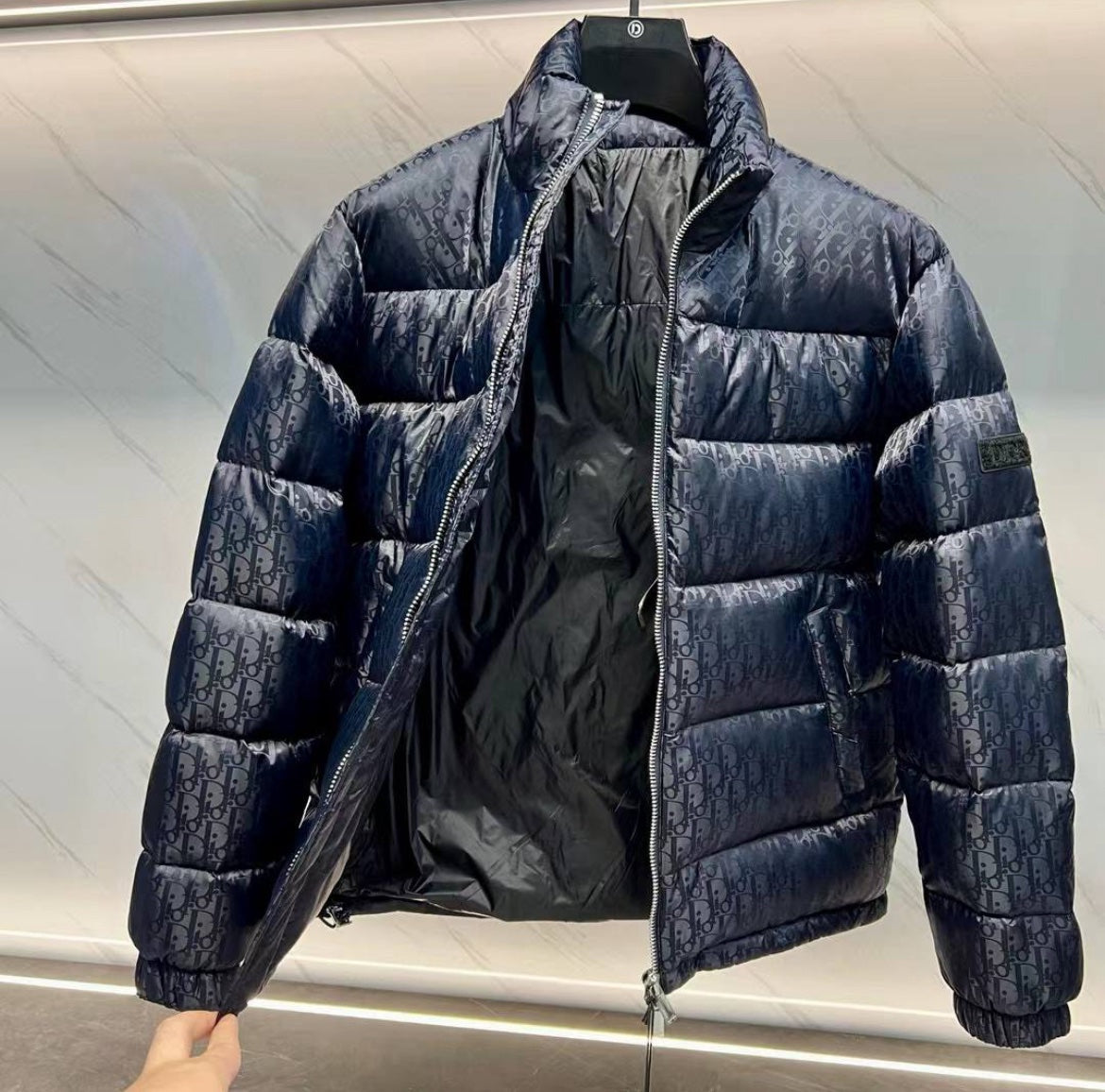 Dior Oblique Puffer Jacket Marine Blue