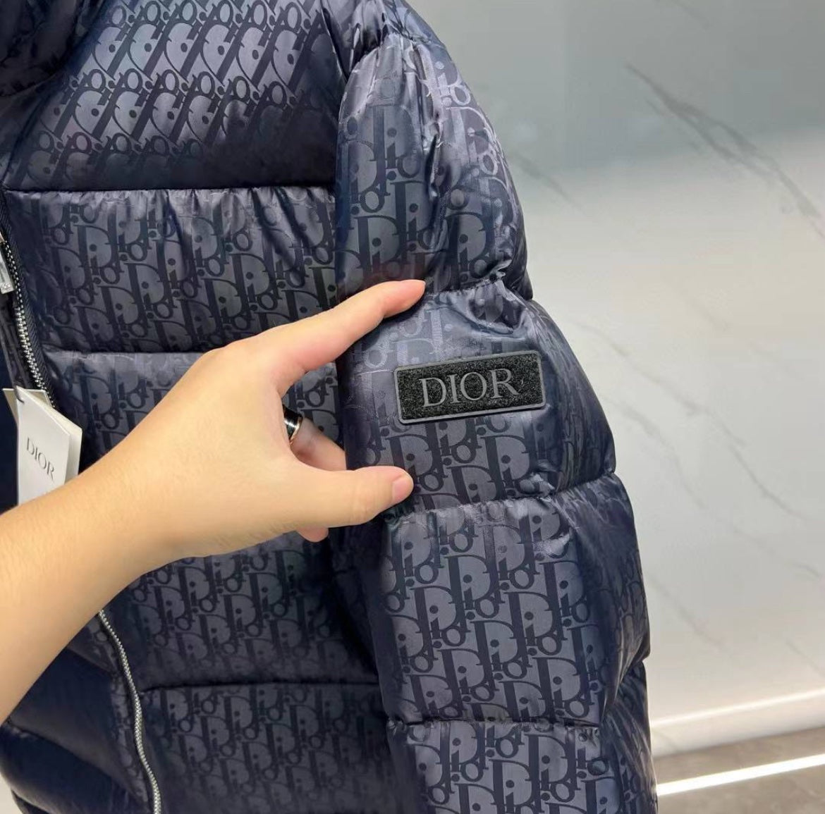 Dior Oblique Puffer Jacket Marine Blue